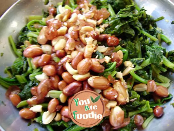 Home style cold dish -- vinegar spinach peanuts