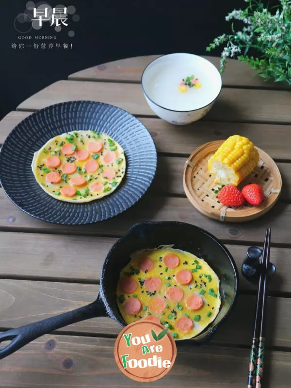 Egg ham sausage cake