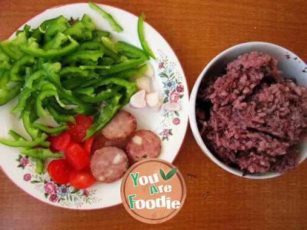 Fried black rice with pepper