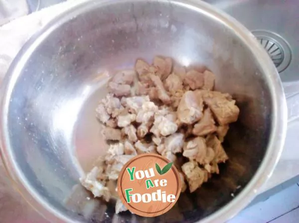Noodles with mutton and cabbage in casserole