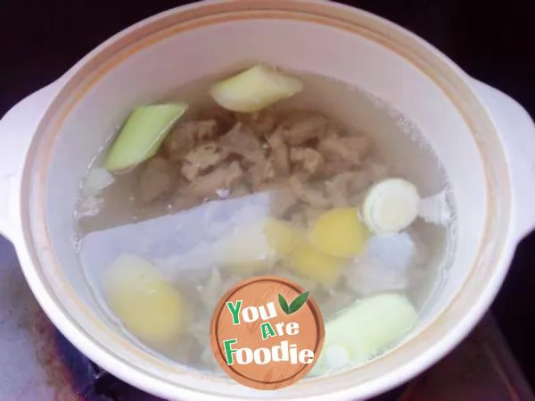 Noodles with mutton and cabbage in casserole