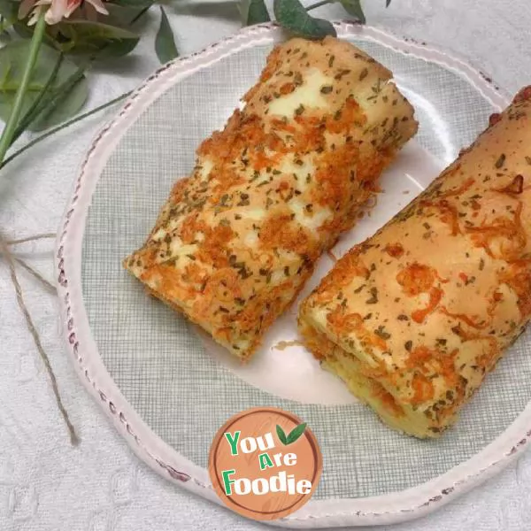 Make meat floss and scallion cake roll at home