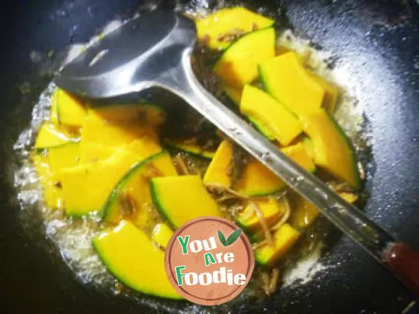 Stir fried Japanese pumpkin with dried plum