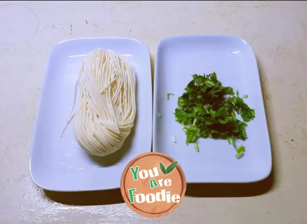 Noodles with shredded eggplant and coriander