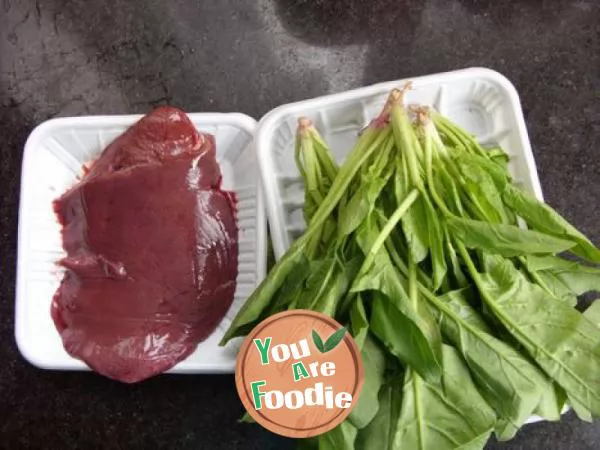 Blood tonifying vegetables -------------------------- stir fried pork liver with spinach