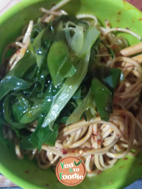 Scallion flavored noodles with red oil