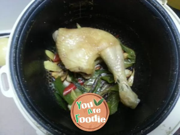 Lazy rice cooker chicken leg