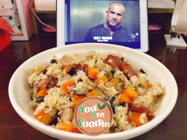 Rice with preserved pork and carrots