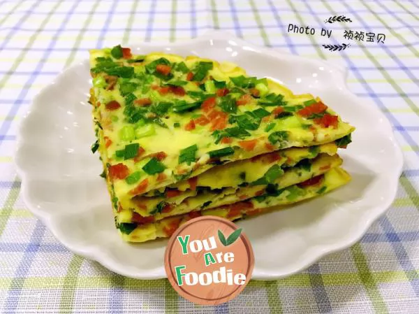 Egg cake with leek sausage