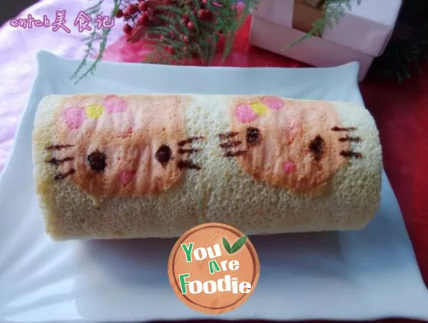 Hello Kitty cream cake roll