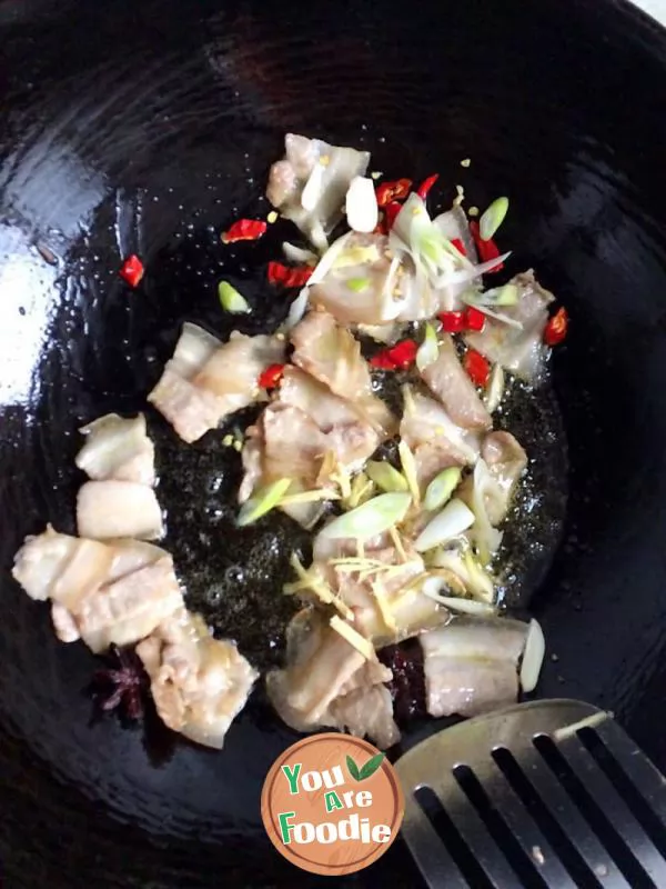 Fried meat with Chinese cabbage and vermicelli