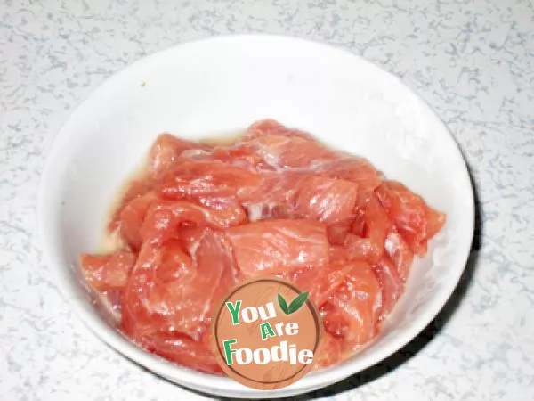Sliced pork and Pleurotus eryngii