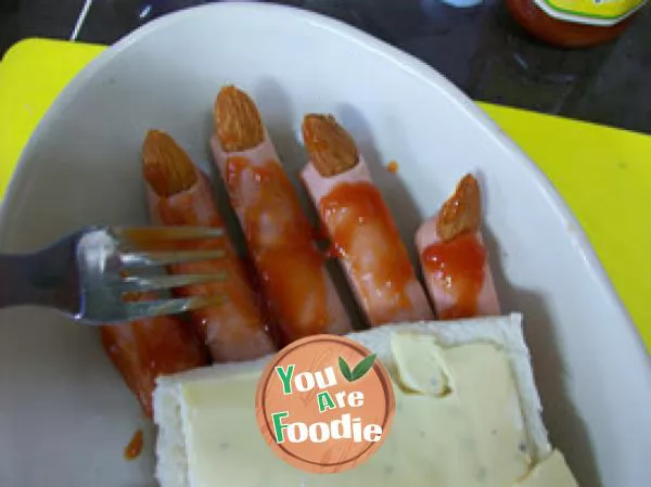 Halloween breakfast dare you eat such a weird breakfast ~ ~ sausage fingers