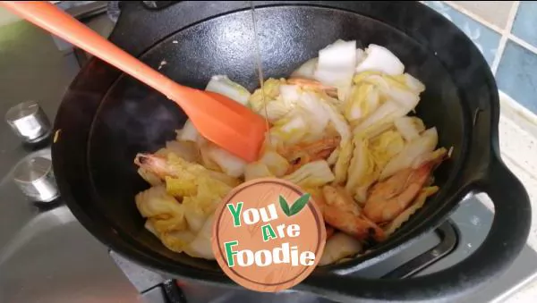 Stir fried baby cabbage with fresh shrimp