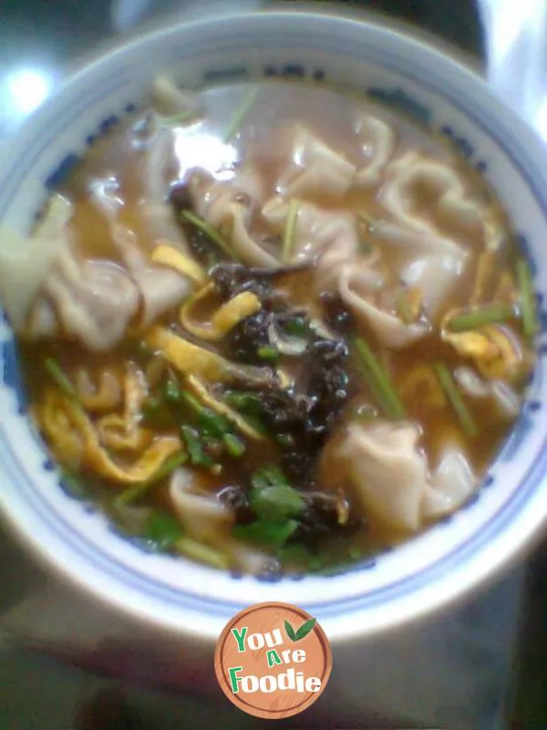 My home shredded egg wonton