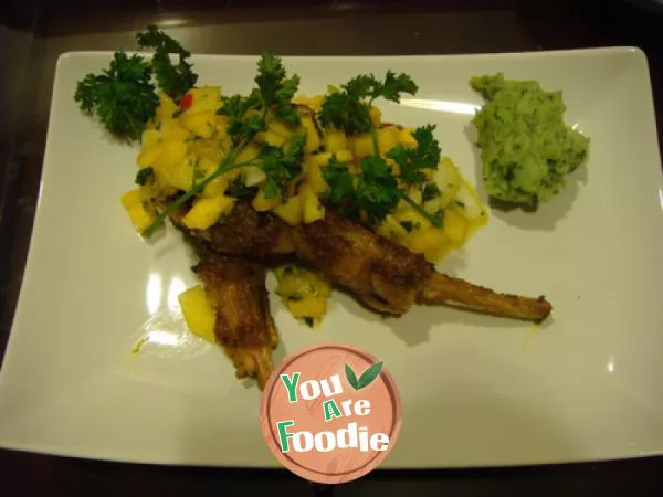 Fried Lamb Chop with mango and mint