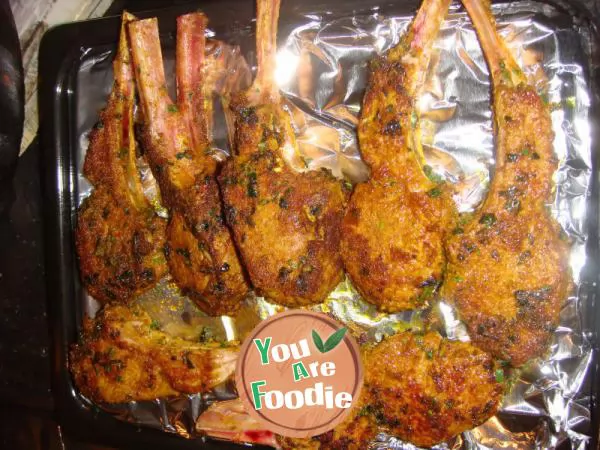 Fried Lamb Chop with mango and mint