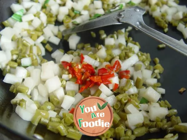Pickled pickles with chopped peppers