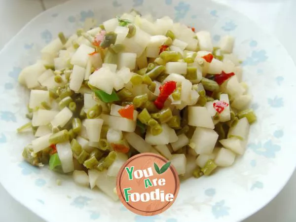 Pickled pickles with chopped peppers