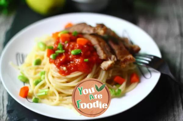 Steak spaghetti