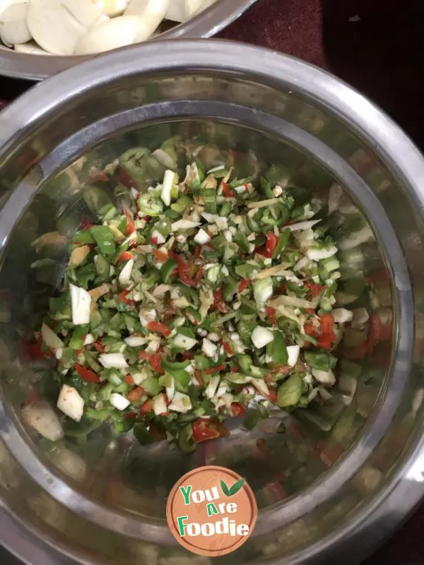 Preserved egg with green pepper
