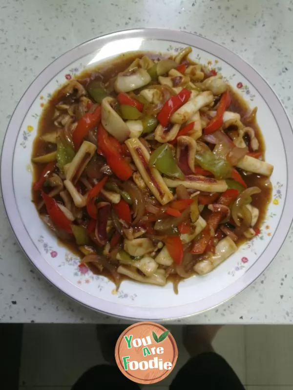 Fried squid in soy sauce