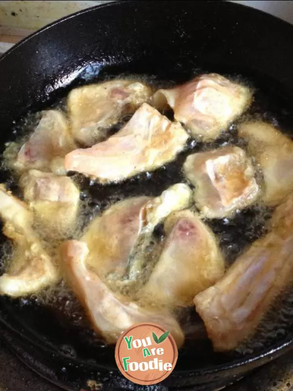 Appetizing snack - fried fish slices
