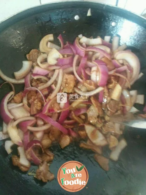 Fried meat with onion