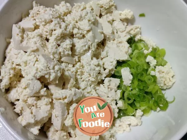 Mixed tofu with scallions