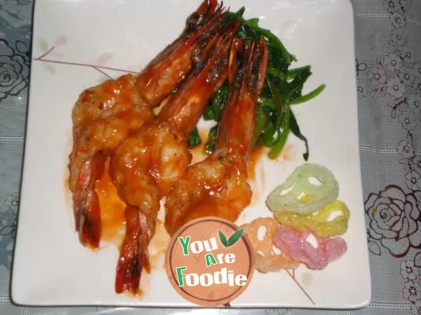 Baked King shrimp with black pepper