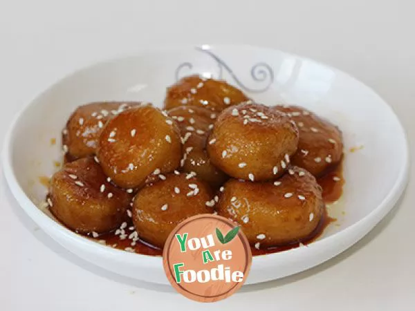 Glutinous rice cake with sugar and oil