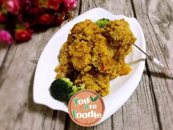 Full of gold and jade - steamed spareribs with millet