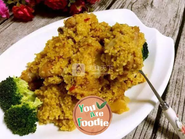 Full of gold and jade - steamed spareribs with millet