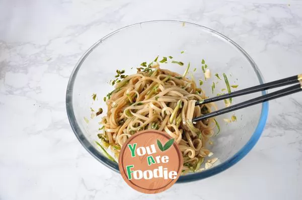Chinese toon and cucumber noodles