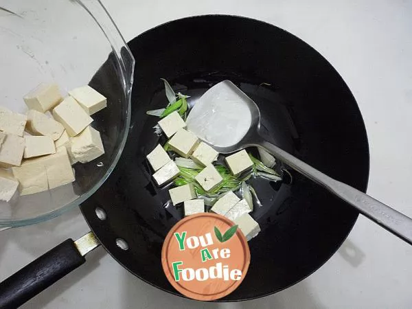 Braised Tofu with green garlic