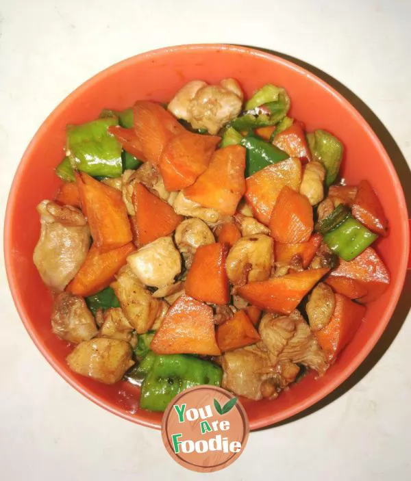 Braised Chicken Leg with Carrots and Green Peppers