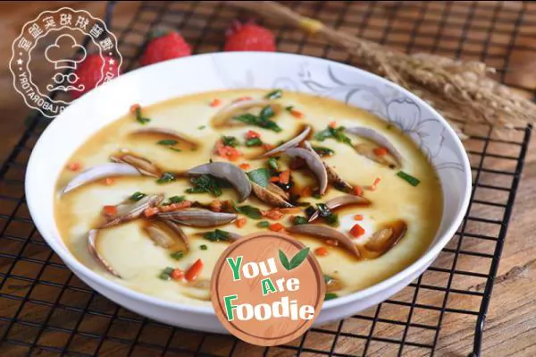 Steamed egg soup with clam