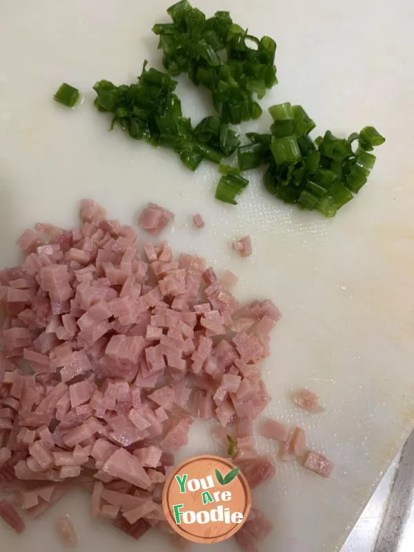 Sweet potato, ham and scallion rolls