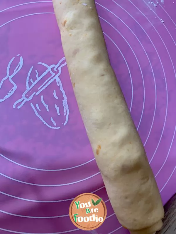 Sweet potato, ham and scallion rolls