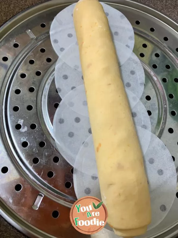 Sweet potato, ham and scallion rolls