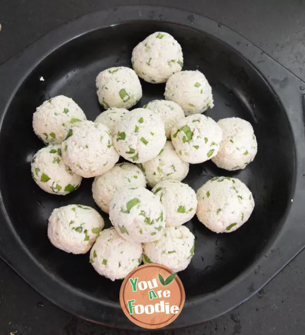 Beancurd balls with celery