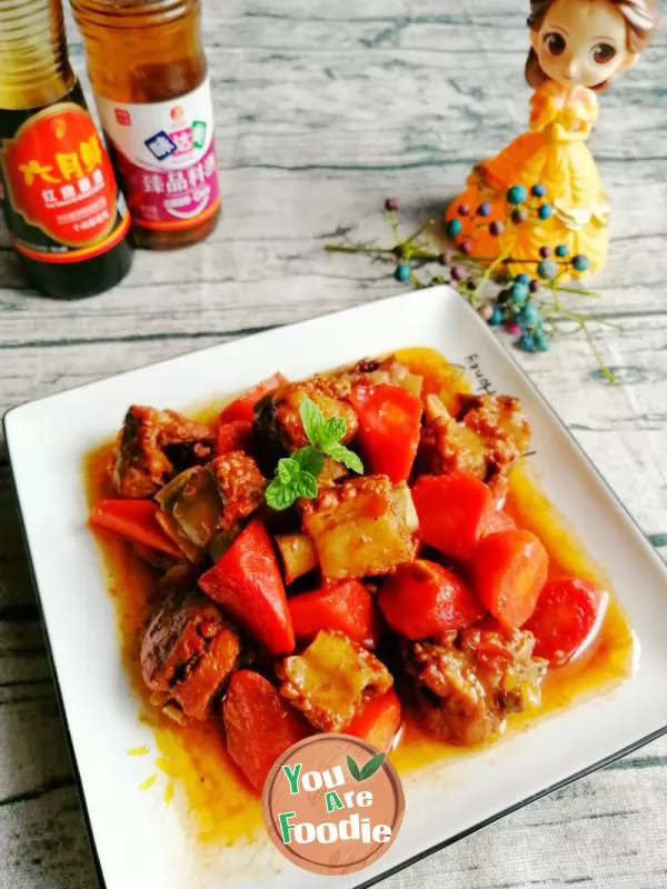 Braised pork ribs with carrots