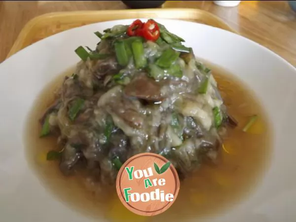 [steamed eggplant and leek]
